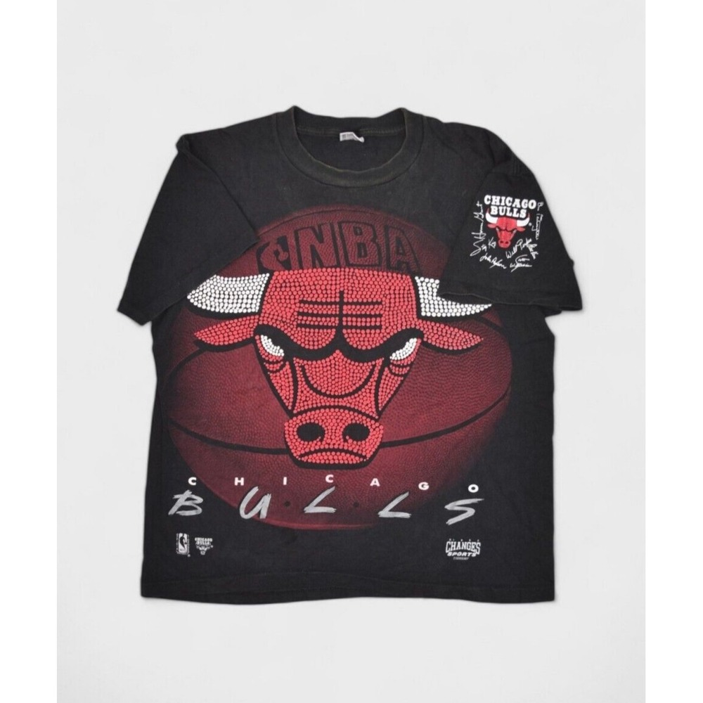 Vintage Chicago Bulls T Shirt Mens Large Textured Big Bull Changes NBA Made USA